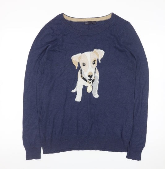 Marks and Spencer Women's Blue Dog Pullover Jumper Size 14