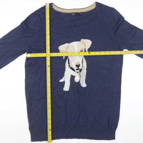 Marks and Spencer Women's Blue Dog Pullover Jumper Size 14