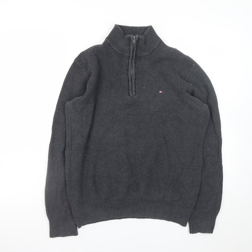 Tommy Hilfiger Men’s Grey Cotton 1/2 Zip Knit Jumper L