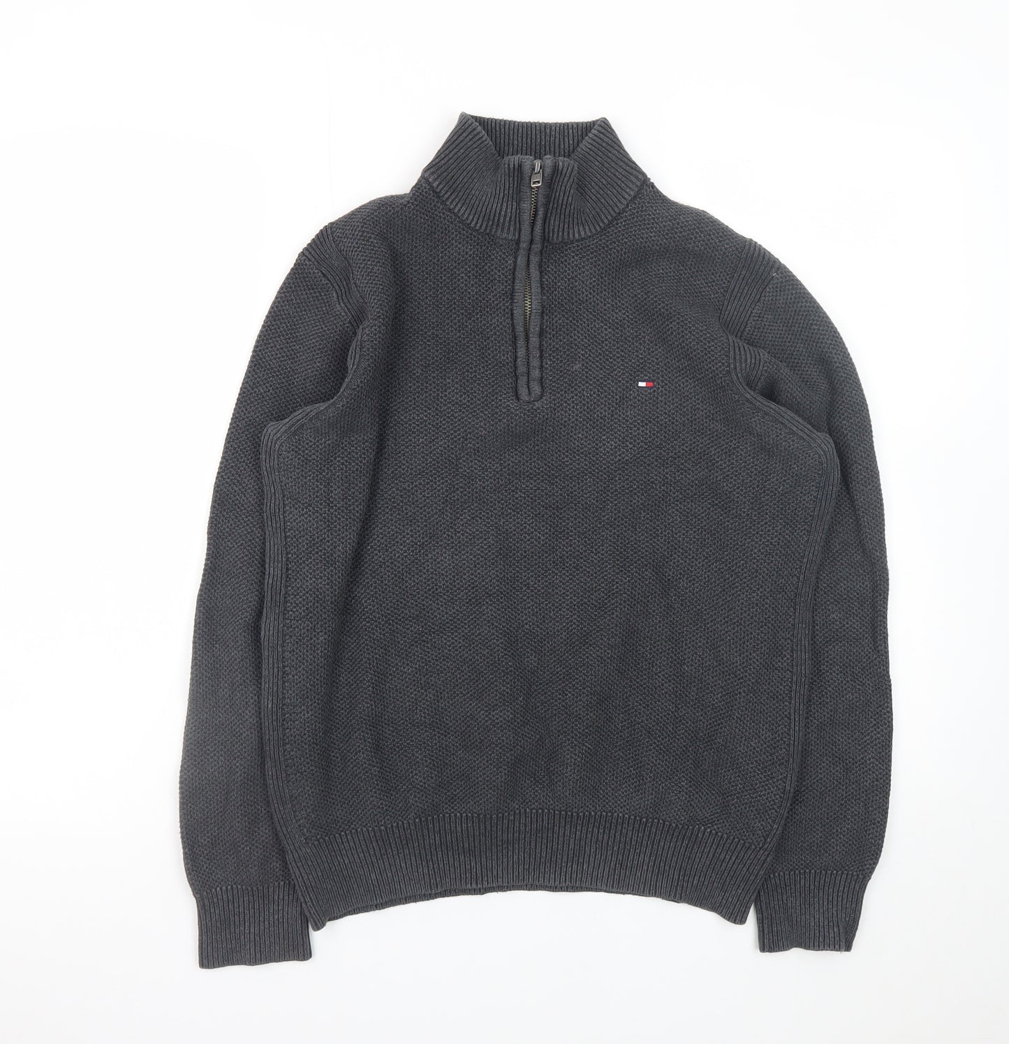 Tommy Hilfiger Men’s Grey Cotton 1/2 Zip Knit Jumper L