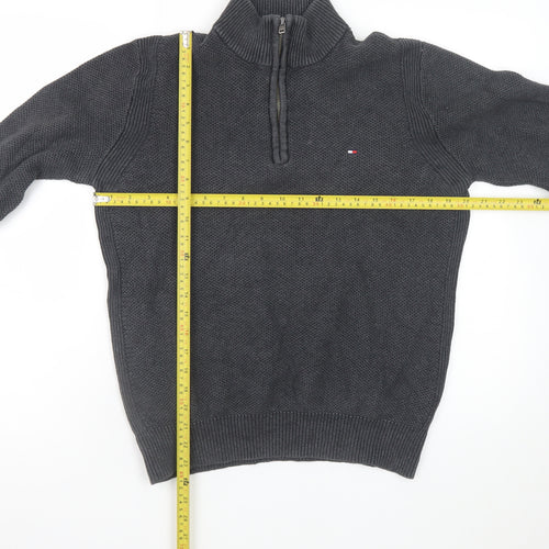 Tommy Hilfiger Men’s Grey Cotton 1/2 Zip Knit Jumper L