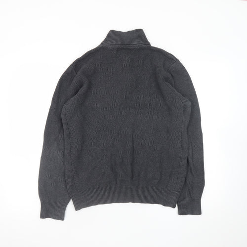Tommy Hilfiger Men’s Grey Cotton 1/2 Zip Knit Jumper L