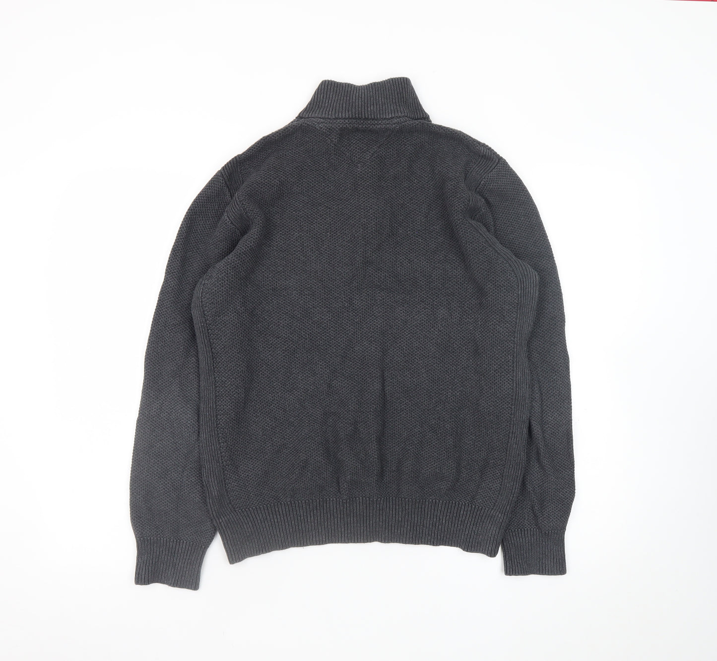 Tommy Hilfiger Men’s Grey Cotton 1/2 Zip Knit Jumper L