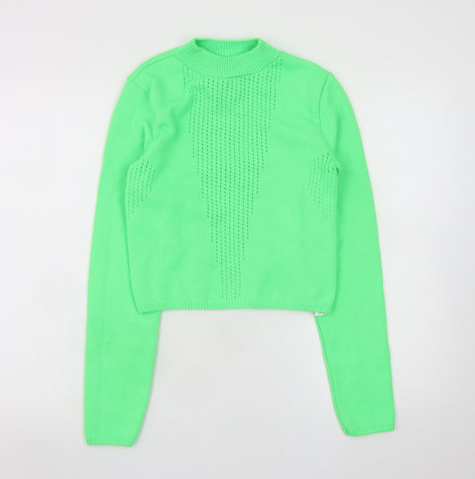 Collusion Women's Green Mock Neck Knit Pullover Jumper Size 10