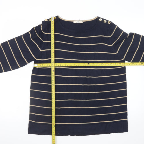 Marks and Spencer Women’s Blue Striped Button Boat Neck Jumper Size 18