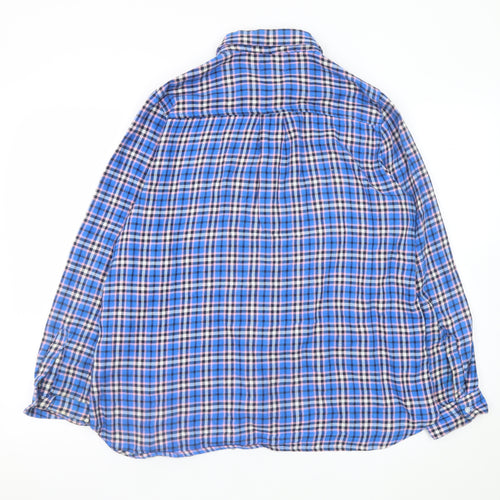 Gap Women’s Blue Plaid Flannel Button-Up Shirt Size L