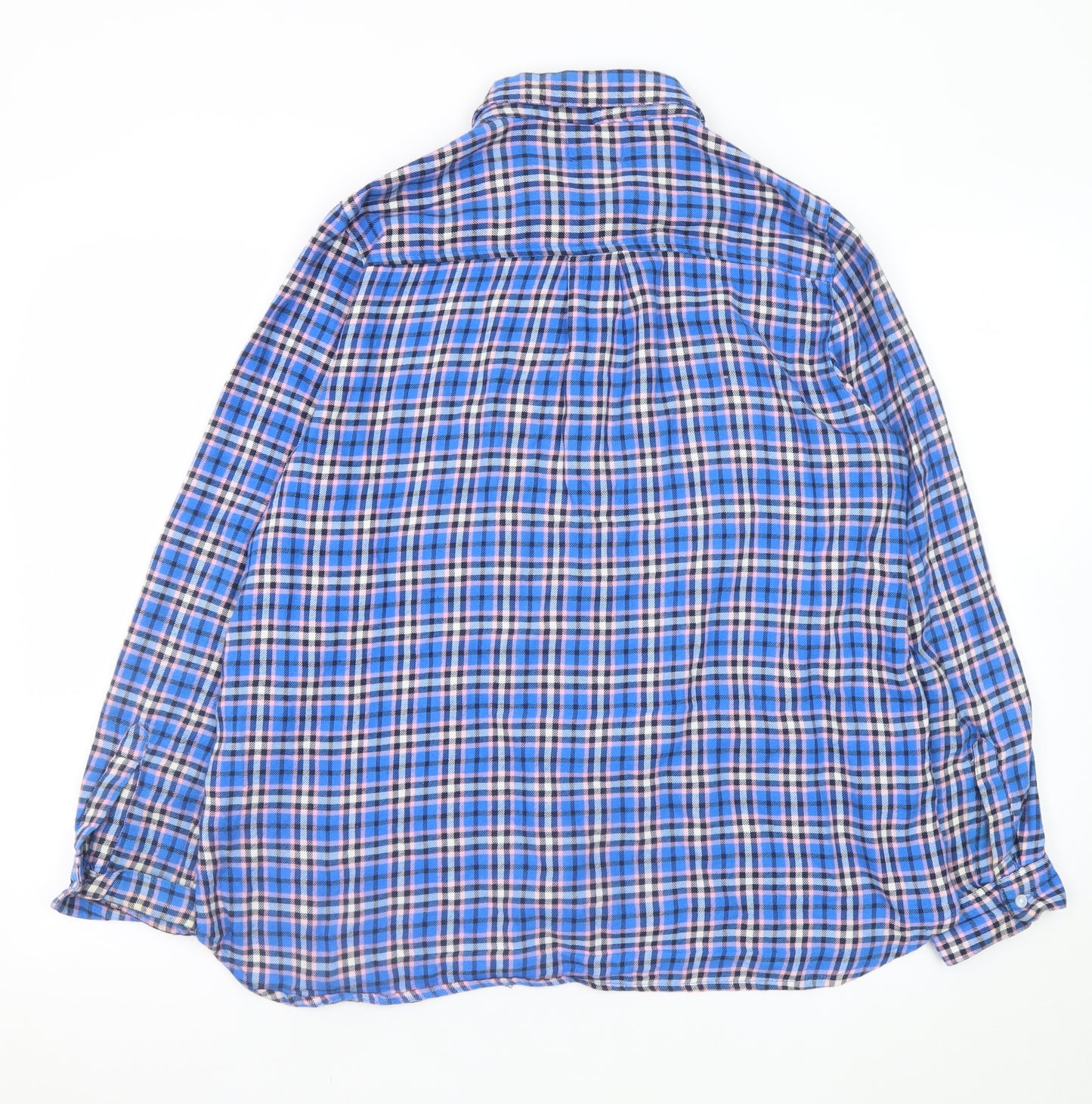 Gap Women’s Blue Plaid Flannel Button-Up Shirt Size L