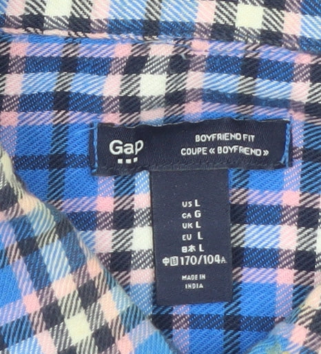 Gap Women’s Blue Plaid Flannel Button-Up Shirt Size L