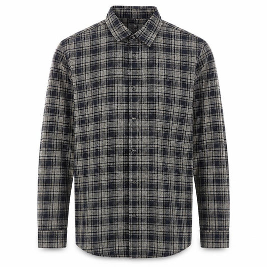 Front view of River Island Men's Grey Check Flannel Button-Up Shirt, size L