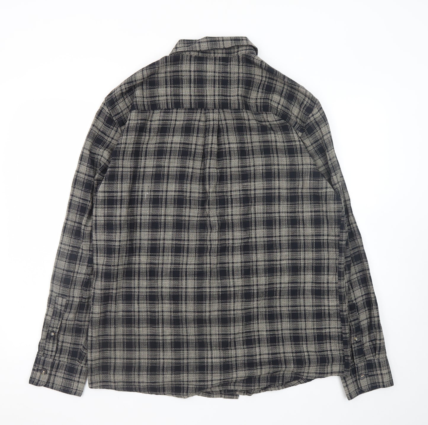 River Island Men's Grey Check Flannel Button-Up Shirt Size L