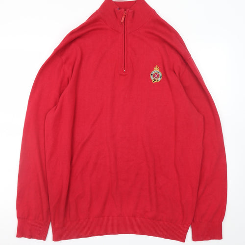 Murray Golf Men's Red 2XL Cotton 1/2 Zip High Neck Jumper