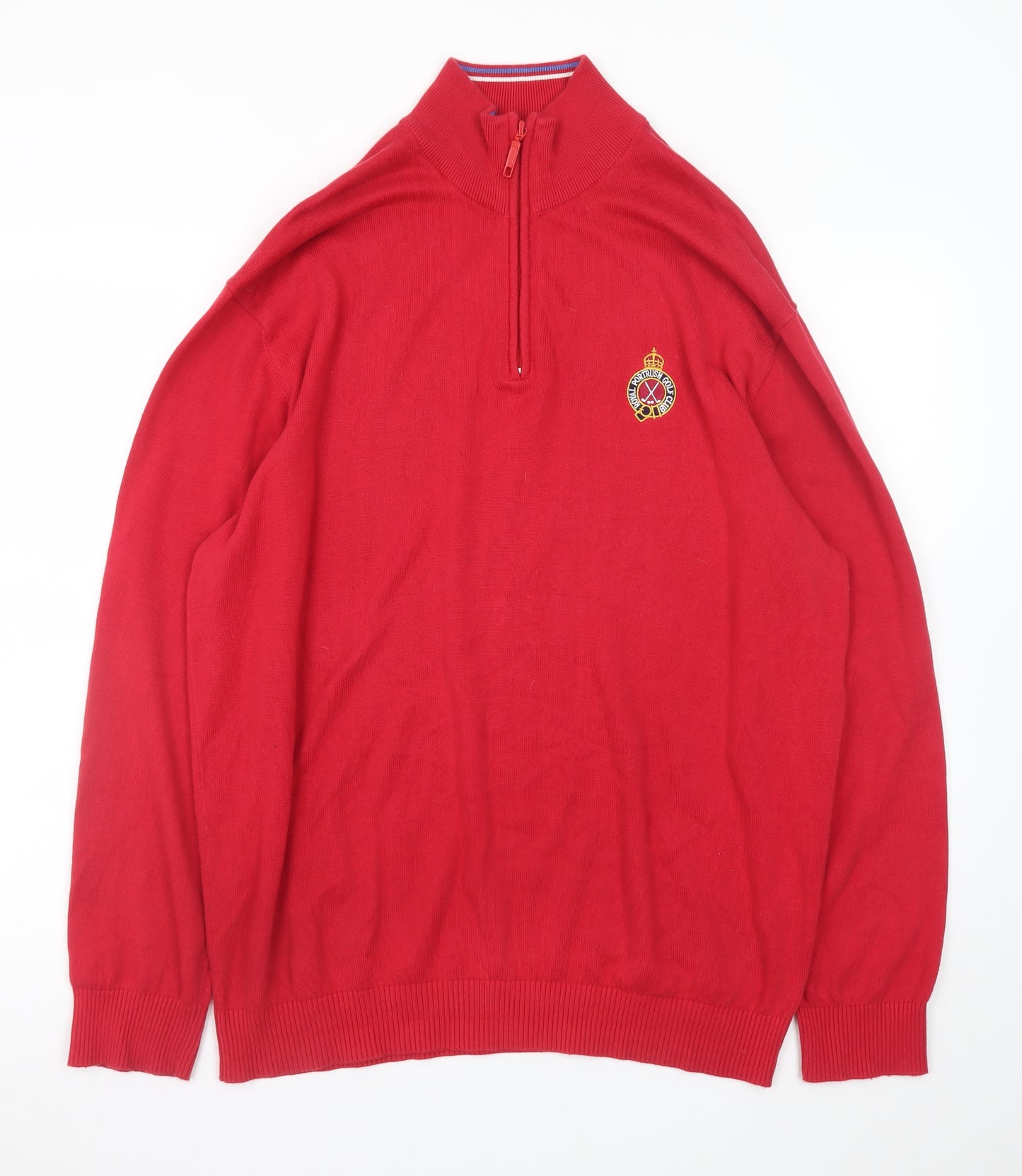 Murray Golf Men's Red 2XL Cotton 1/2 Zip High Neck Jumper