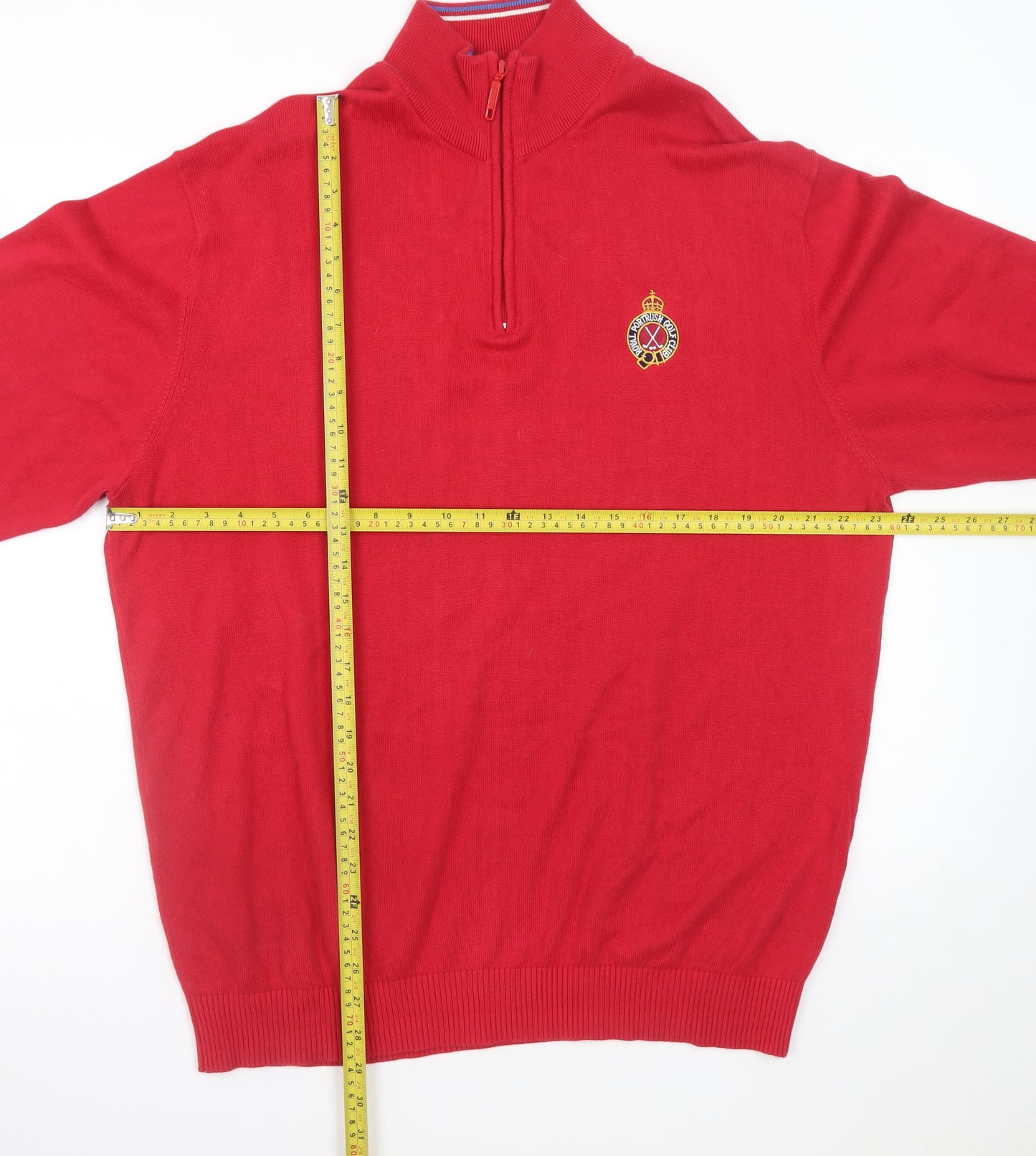 Murray Golf Men's Red 2XL Cotton 1/2 Zip High Neck Jumper