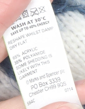 Marks and Spencer Women Blue Size 16 Crew Neck Snowflake Winter Jumper