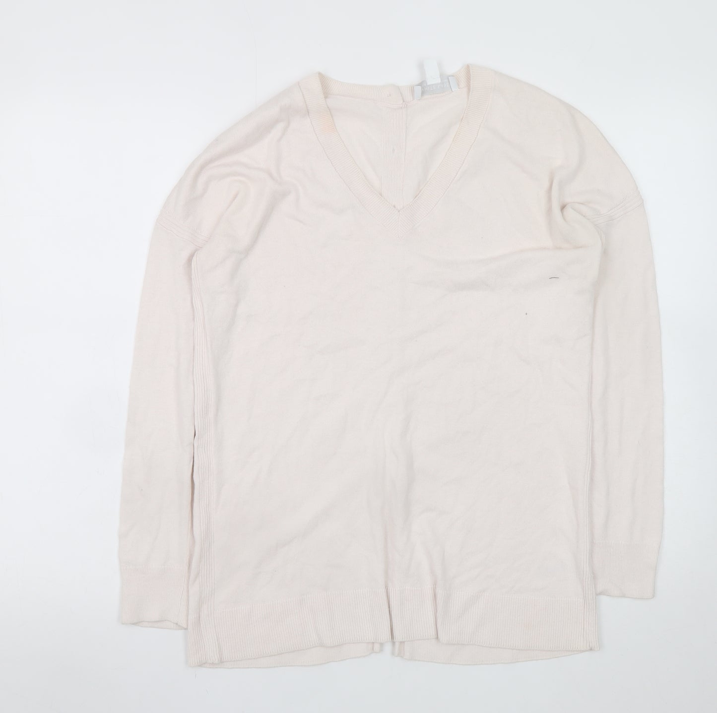 The White Company Women's Ivory V-Neck Button Back Cardigan Size 8