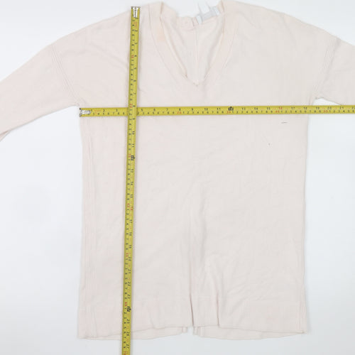 The White Company Women's Ivory V-Neck Button Back Cardigan Size 8