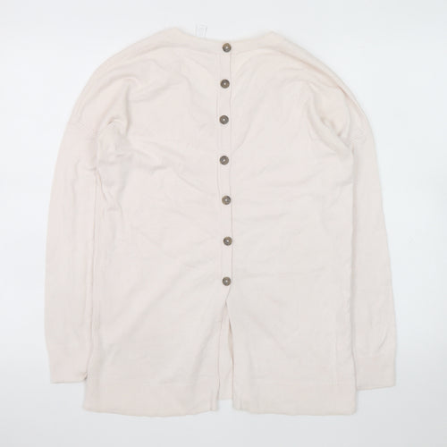 The White Company Women's Ivory V-Neck Button Back Cardigan Size 8