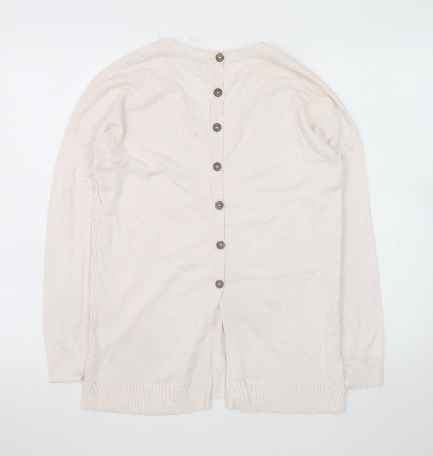 The White Company Women's Ivory V-Neck Button Back Cardigan Size 8