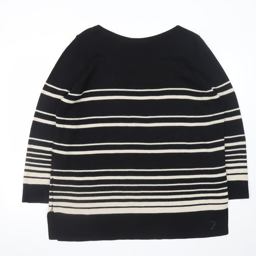 Marks and Spencer Women’s Black Striped Wool Blend Jumper UK 22