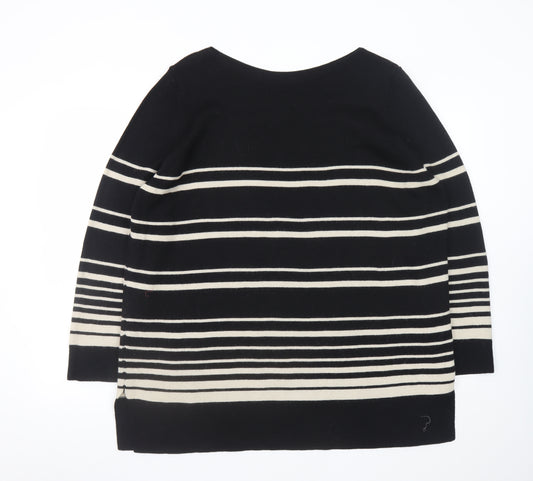 Marks and Spencer Women’s Black Striped Wool Blend Jumper UK 22