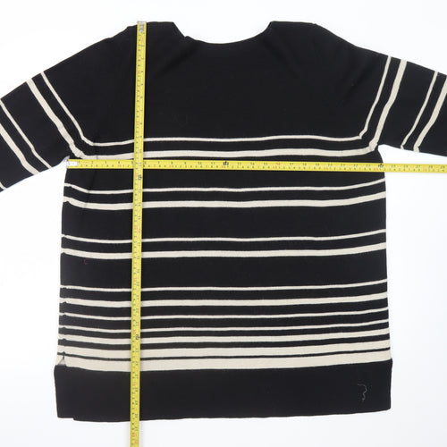 Marks and Spencer Women’s Black Striped Wool Blend Jumper UK 22