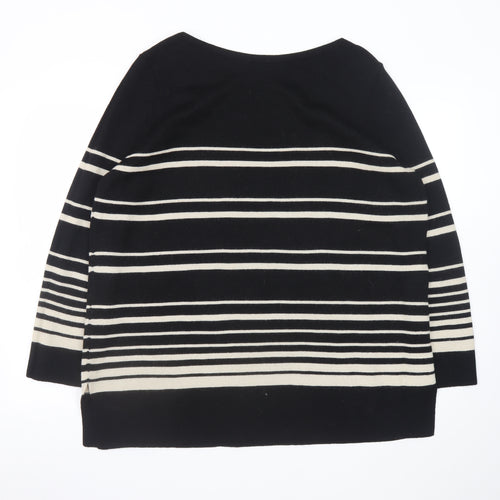 Marks and Spencer Women’s Black Striped Wool Blend Jumper UK 22