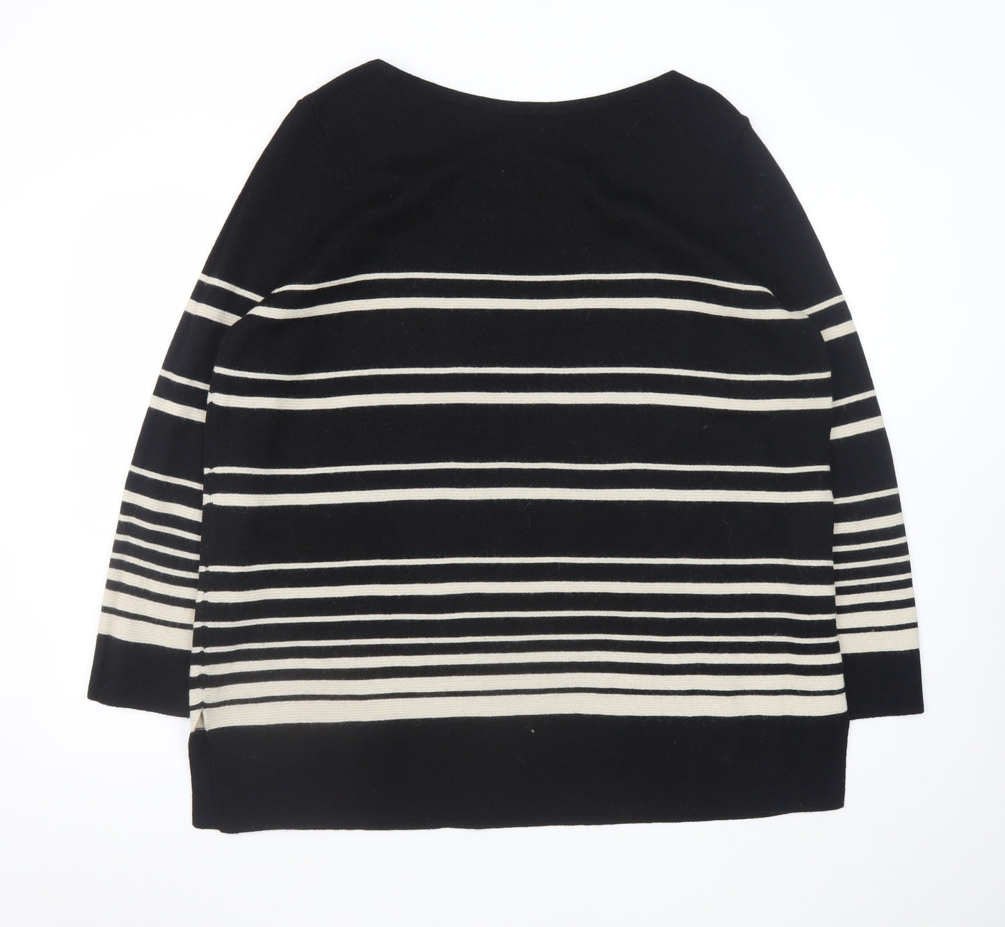 Marks and Spencer Women’s Black Striped Wool Blend Jumper UK 22