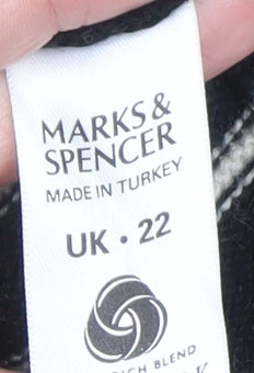 Marks and Spencer Women’s Black Striped Wool Blend Jumper UK 22