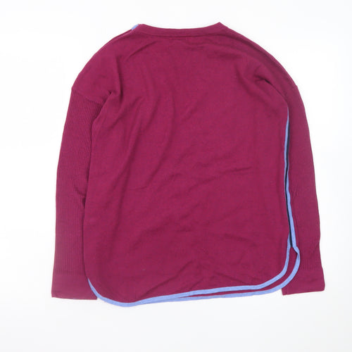 White Stuff Women's Purple Crew Neck Button Jumper Size 8