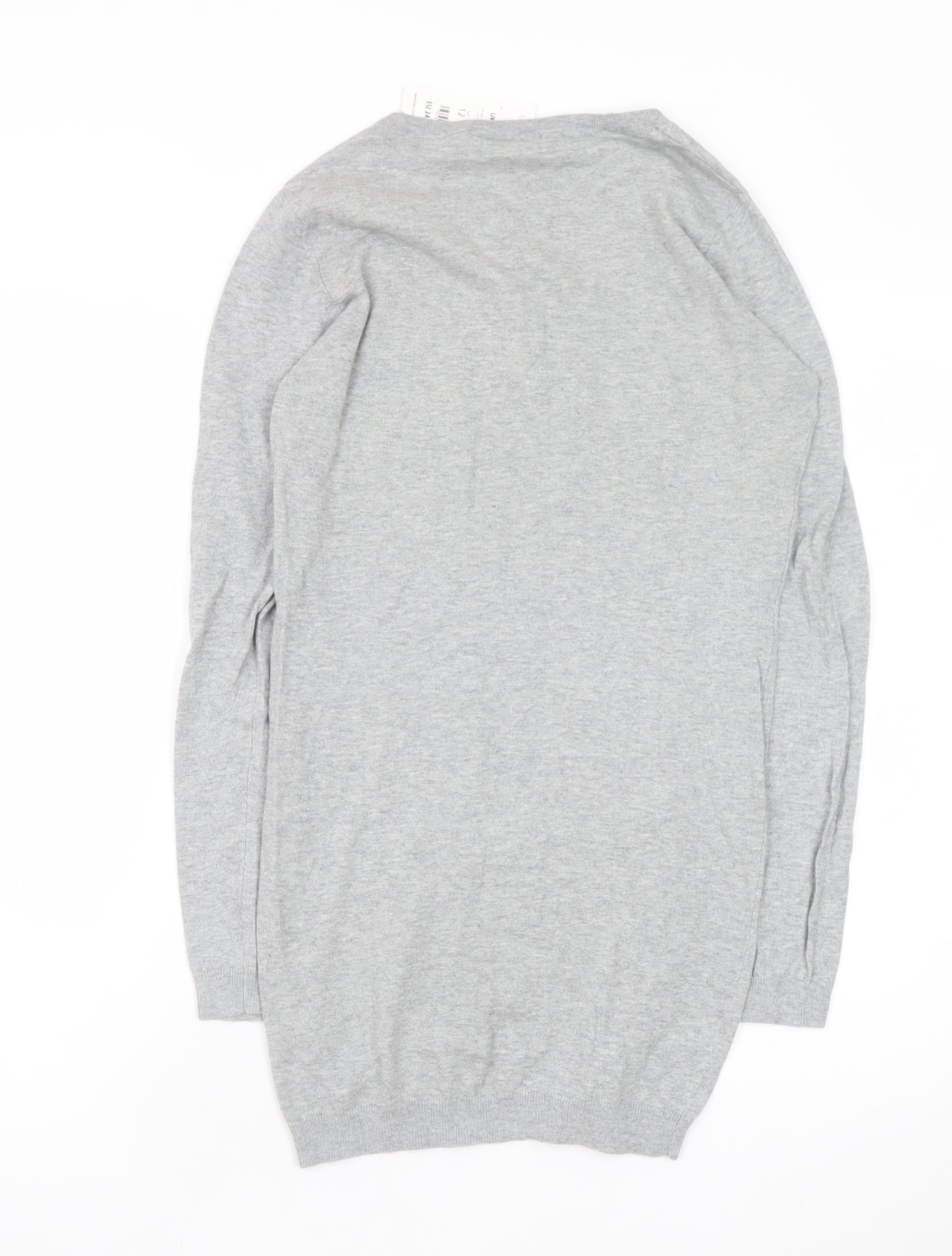 New Look Womens Grey Sweater Dress Size 12 Long Sleeve Knit