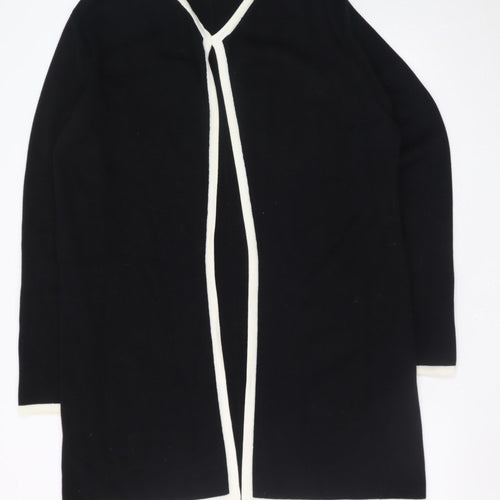 Viyella Women's Black Wool Cotton Long Sleeve Open Cardigan XL