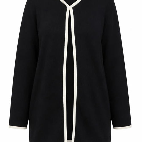 Viyella Women's Black Wool Cotton Long Sleeve Open Cardigan XL