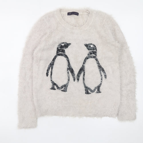 Marks and Spencer Womens Ivory Penguin Knit Jumper Size 8