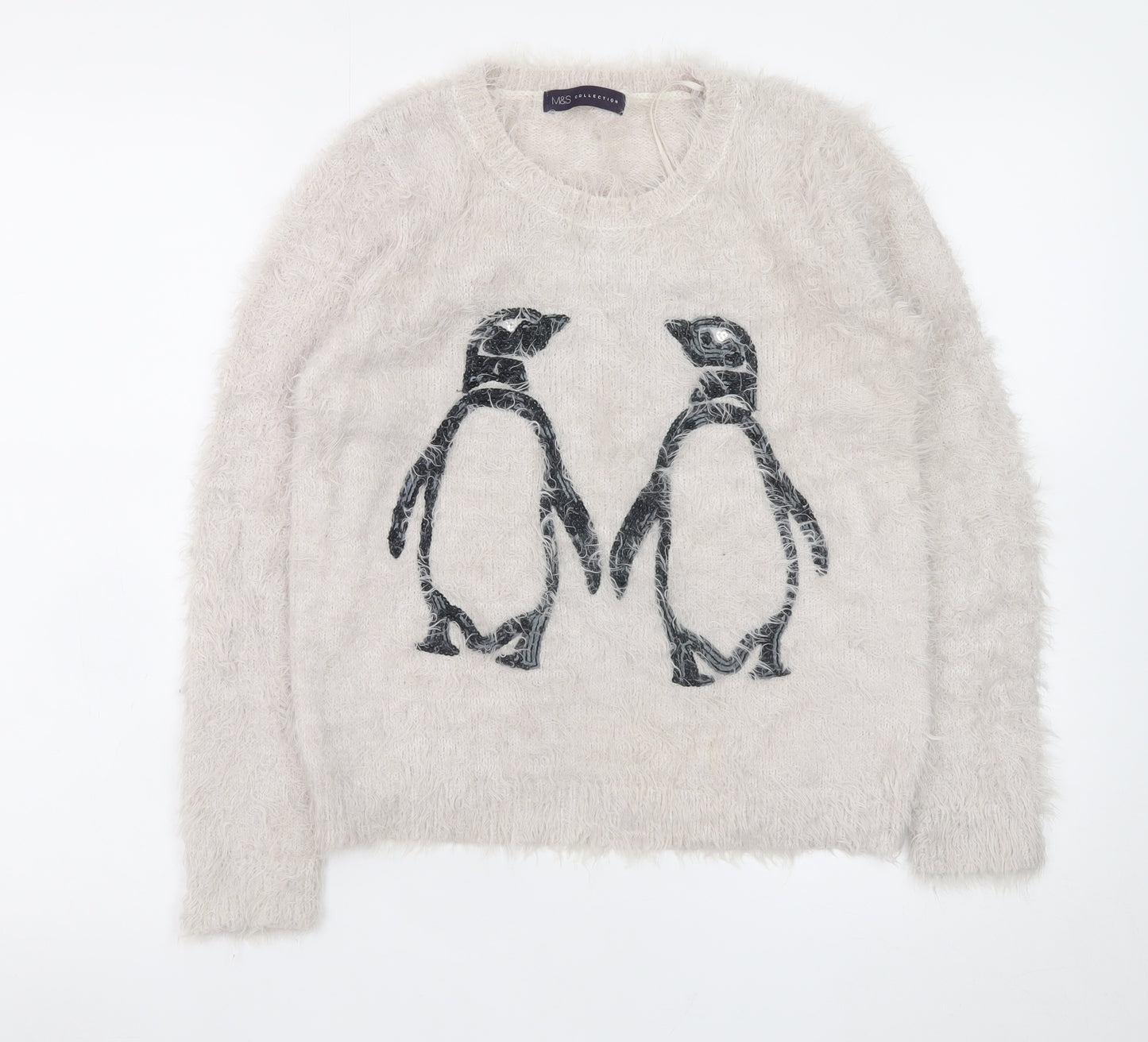 Marks and Spencer Womens Ivory Penguin Knit Jumper Size 8