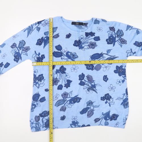 Isle Essentials Women’s Blue Floral Pullover Jumper Size 14-16 Acrylic Knit