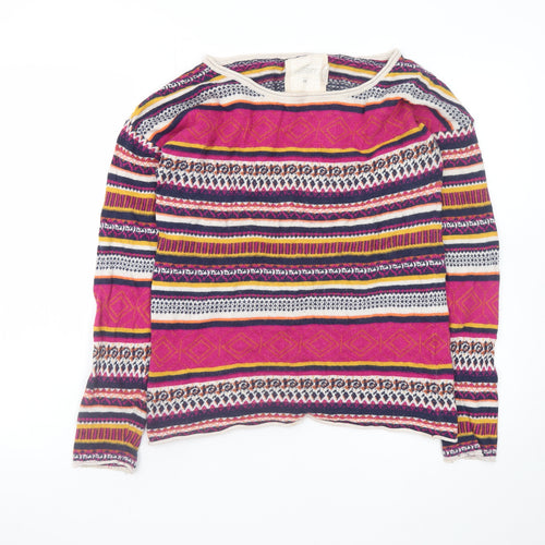 H&M L.O.G.G. Women’s Multicoloured Bohemian Striped Jumper Size S