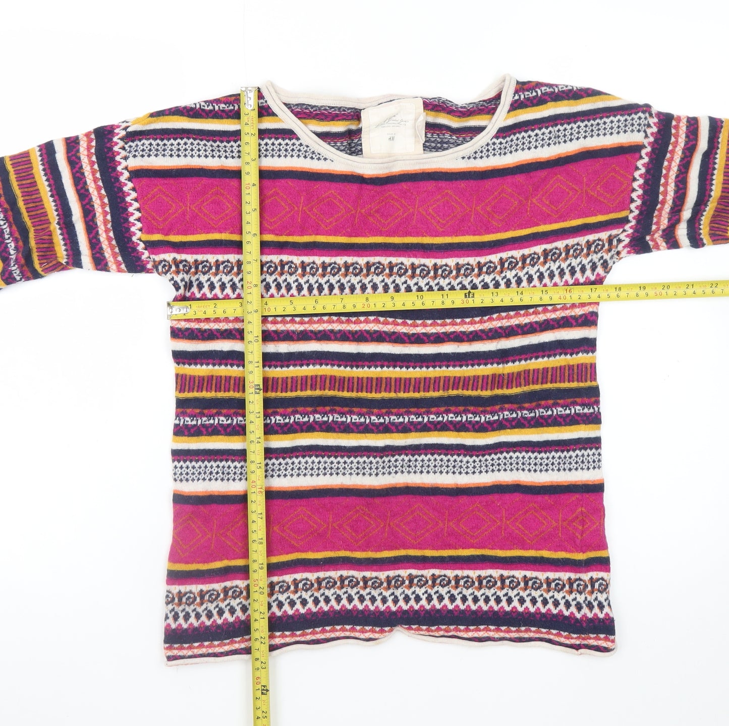 H&M L.O.G.G. Women’s Multicoloured Bohemian Striped Jumper Size S