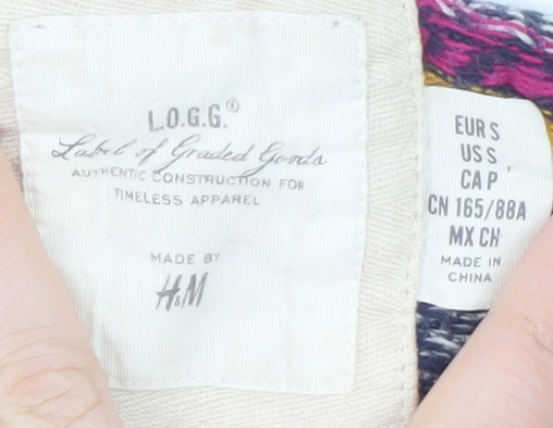 H&M L.O.G.G. Women’s Multicoloured Bohemian Striped Jumper Size S