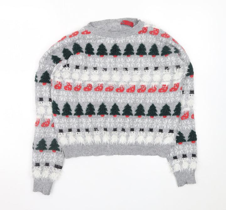 Next Womens Grey Christmas Fair Isle Jumper Size 10