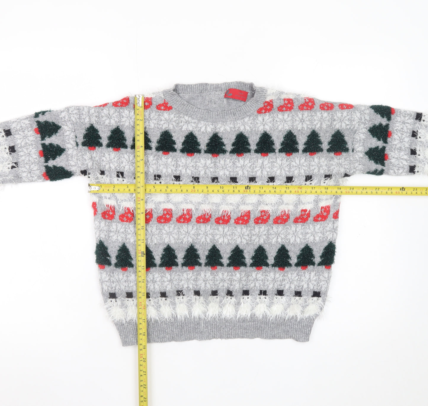 Next Womens Grey Christmas Fair Isle Jumper Size 10