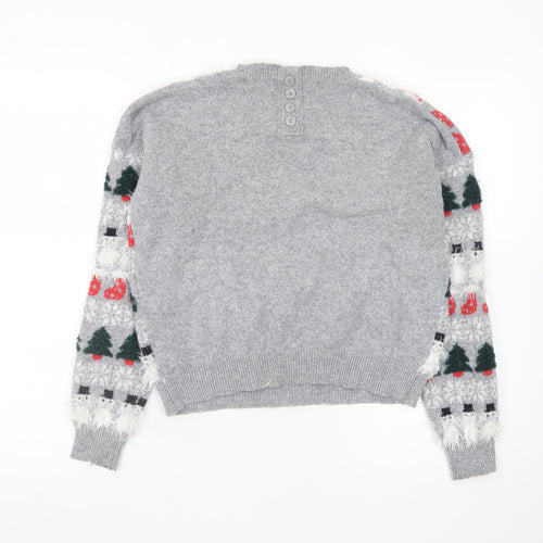 Next Womens Grey Christmas Fair Isle Jumper Size 10