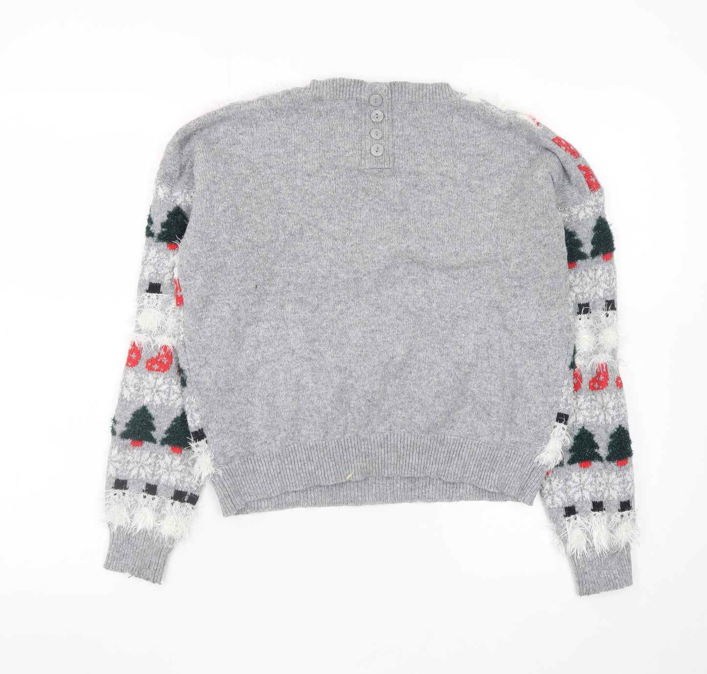 Next Womens Grey Christmas Fair Isle Jumper Size 10