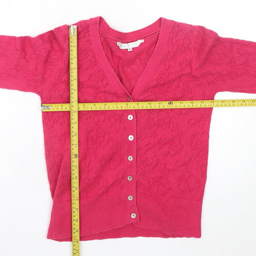 Rocha John Rocha Women's Pink Floral Knit Cardigan Size 10