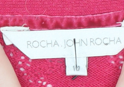 Rocha John Rocha Women's Pink Floral Knit Cardigan Size 10