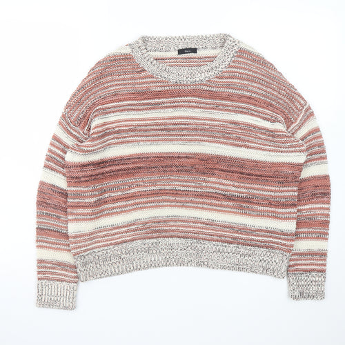 M&Co Women’s Pink Striped Knit Jumper Size 14 Crew Neck