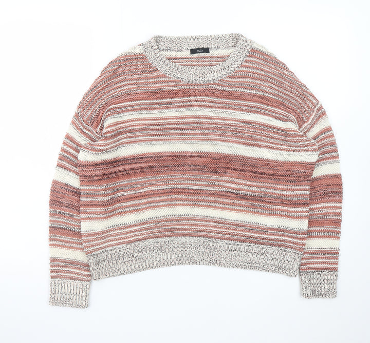 M&Co Women’s Pink Striped Knit Jumper Size 14 Crew Neck