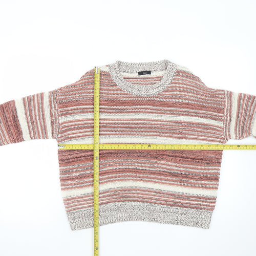 M&Co Women’s Pink Striped Knit Jumper Size 14 Crew Neck