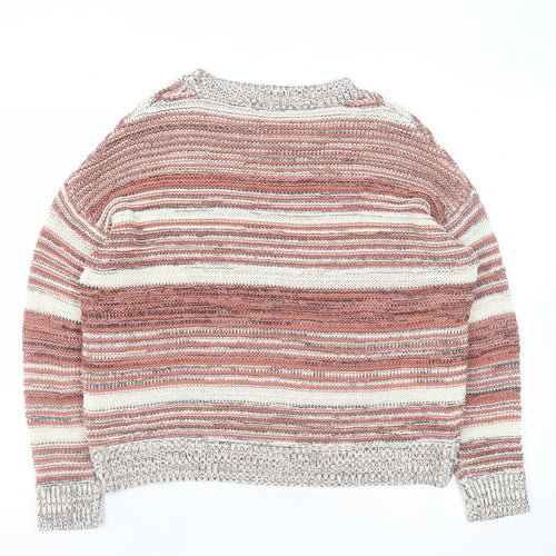 M&Co Women’s Pink Striped Knit Jumper Size 14 Crew Neck
