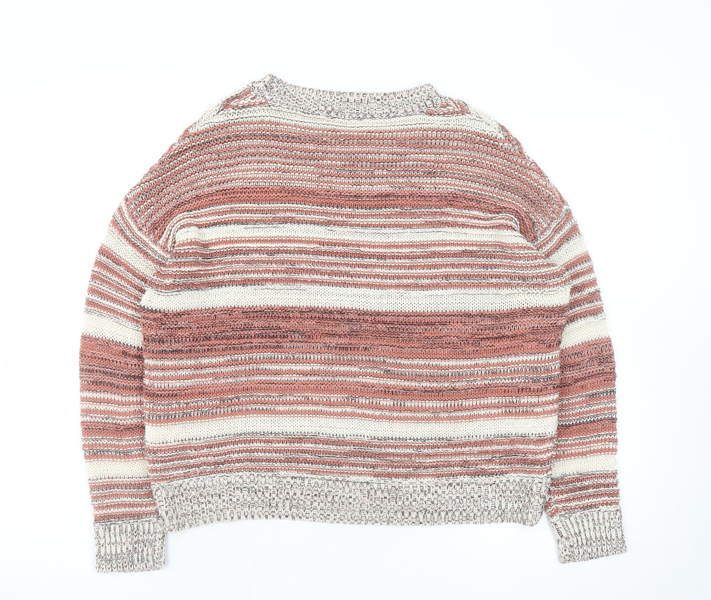 M&Co Women’s Pink Striped Knit Jumper Size 14 Crew Neck