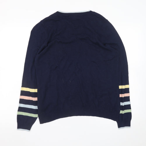 Next Women Navy Sequin LOVE Jumper Size 14 Acrylic Cotton Blend